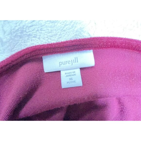 Pure Jill Women's XS Petite Burgundy Velour Tunic Top Long Sleeve V-Neck Casual - Picture 3 of 9